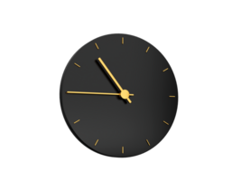 prime or l'horloge icône isolé trimestre à Onze sur noir icône. Dix quarante cinq heures temps icône 3d illustration png