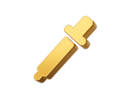 Golden metal Color Dropper or picker 3d icon object 3d illustration. png