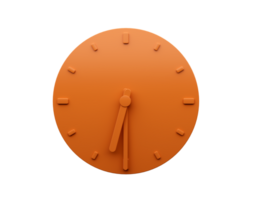 minimal orange klocka halv över sex Klockan abstrakt minimalistisk vägg klocka 3d illustration png