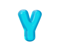 Aqua Blue jelly Y letter - 3d illustration png