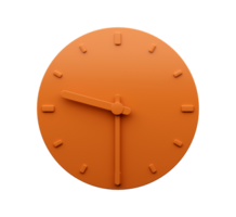 Minimal Orange clock Half past Nine o'clock abstract Minimalist wall clock 3d Illustration png