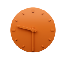 Minimal Orange clock Half past Nine o'clock abstract Minimalist wall clock 3d Illustration png