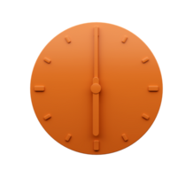 Minimal Orange clock Six 6 o'clock abstract Minimalist wall clock 3d Illustration png