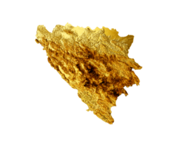 Bosnia Map Golden metal Color Height map 3d illustration png
