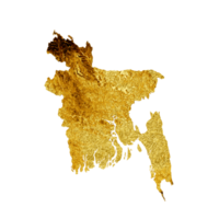 Bangladesh Map Golden metal Color Height map 3d illustration png