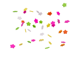 Estrela forma colorida 3d granulados açúcar queda granulados 3d ilustração png