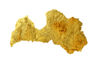 Lettonia carta geografica d'oro metallo colore altezza carta geografica 3d illustrazione png