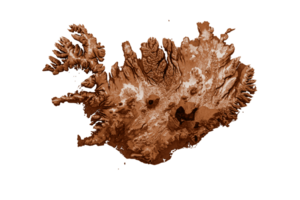 Karte von Island im alten Stil, braune Grafiken im Retro-Stil Vintage-Stil. hochdetaillierte 3D-Darstellung png