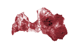 mapa da letônia com as cores da bandeira carmim vermelho e branco sombreado mapa de relevo ilustração 3d png