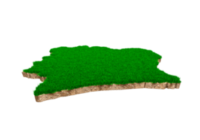 Ivory Coast Map soil land geology cross section with green grass and Rock ground texture 3d illustration png