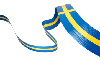 3d flagga av Sverige 3d vågig skinande Sverige band, 3d illustration png