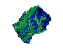 Lesotho map with the flag Colors Blue and Red Shaded relief map 3d illustration png