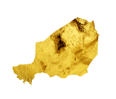 Niger Karte golden Metall Farbe Höhe Karte 3d Illustration png