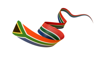 3d flagga av söder afrika 3d vågig skinande söder afrika band flagga, 3d illustration png
