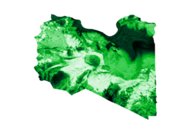 mapa da líbia com as cores da bandeira ilustração 3d do mapa de relevo sombreado verde e vermelho png