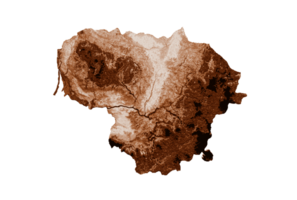 mapa de lituania en estilo antiguo, gráficos marrones en un estilo retro vintage. alta ilustración 3d detallada png