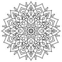Floral mandala with line, circular shape, drawing with natural theme, coloring book page vector
