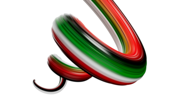 espiral abstracta de los colores de la bandera palestina, trazo de pincel 3d ilustración 3d png