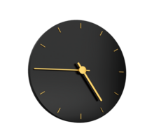 Premium Gold Clock icon isolated quarter to Five on black icon . Four forty five o'clock Time icon 3d illustration png