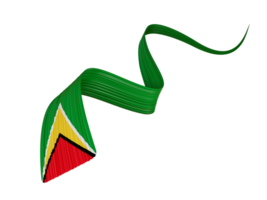 3d drapeau de Guyane pays, 3d ondulé brillant ruban, 3d illustration png