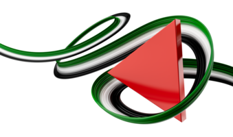 palestina abstrakt 3d vågig flagga röd svart vit grön modern palestinsk band remsa triangel logotyp ikon 3d illustration png