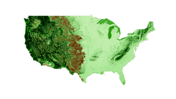 Etats-Unis topographique carte 3d réaliste carte Couleur 3d illustration png