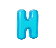 Aqua Blue jelly H letter - 3d illustration png