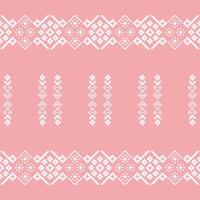 Ethnic geometric fabric pattern Cross Stitch.Embroidery Ethnic oriental Pixel pattern rose pink gold pastel background. Abstract,illustration. Texture,clothing,scarf,decoration,silk wallpaper. vector