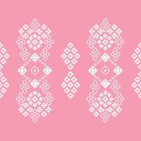 Ethnic geometric fabric pattern Cross Stitch.Embroidery Ethnic oriental Pixel pattern rose pink gold pastel background. Abstract,illustration. Texture,clothing,scarf,decoration,silk wallpaper. vector