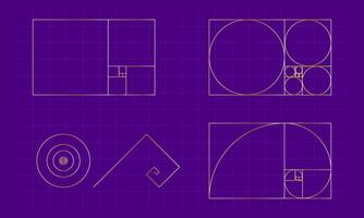 conjunto de varios geométrico formas con ideal matemático dimensiones de el dorado proporción vector