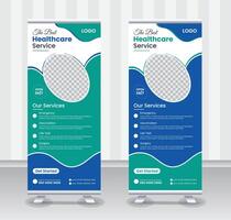 Modern Medical Healthcare X Roll Up Banner Design Template with beautiful shapes and gradient color Pro design vector