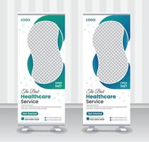 Modern Medical Healthcare X Roll Up Banner Design Template with beautiful shapes and gradient color Pro design vector