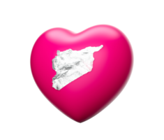 Pink heart with a white map of Syria 3d illustration png