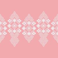 Ethnic geometric fabric pattern Cross Stitch.Embroidery Ethnic oriental Pixel pattern rose pink gold pastel background. Abstract,illustration. Texture,clothing,scarf,decoration,silk wallpaper. vector