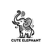 elephant outline illustration vector