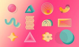 Set of bright abstract elements in 00s style. trendy 00x elements vector