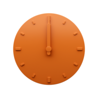 Minimal Orange clock Twelve 12 o'clock abstract Minimalist wall clock 3d Illustration png