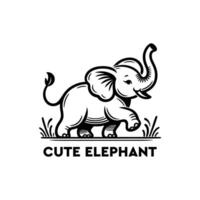 elephant outline illustration vector