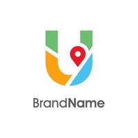 Modern Initial U Maps Location logo vector