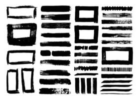 Hand drawn paint texture brush strokes set. Lines and shapes brushes template bundle. Creative strokes shapes pack for painting illustration. vector