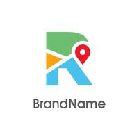 Modern Initial R Maps Location logo vector