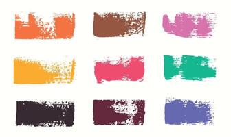 Colorful abstract brush strokes with paint texture set. Vibrant color blocks design. vector