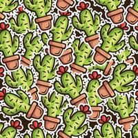 cactus doodle seamless pattern design vector