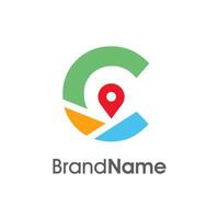 Modern Initial C Maps Location logo vector