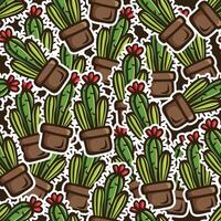 cactus doodle seamless pattern design vector