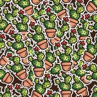 cactus doodle seamless pattern design vector