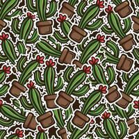 cactus doodle seamless pattern design vector