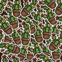 cactus doodle seamless pattern design vector