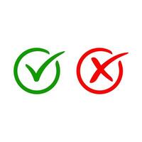 Checkmark and cross button design vector