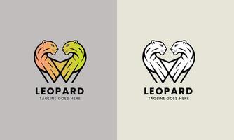 Leopard icon symbol cougar, jaguar head, cat tiger animal logo template image illustration vector